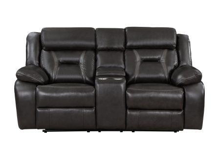 Amite Dark Gray Double Reclining Loveseat with Center Console Sale