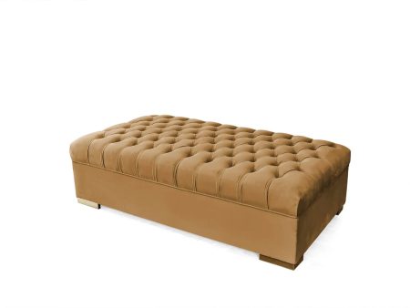 Lauren Mustard Velvet Oversized Ottoman For Cheap