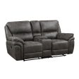 Proctor Gray Microfiber Double Reclining Loveseat with Center Console Fashion