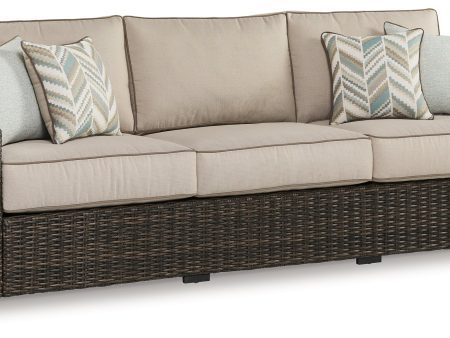 Coastline Bay Brown Outdoor Sofa with Cushion For Discount