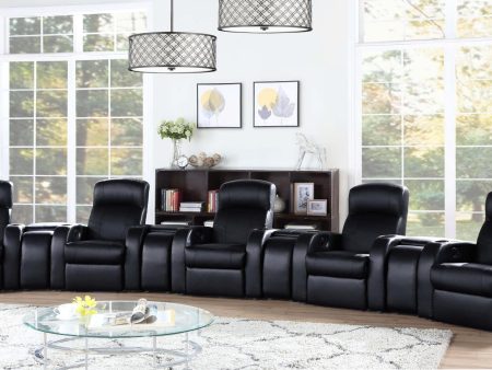 Cyrus Upholstered Recliner Living Room Set Black Supply