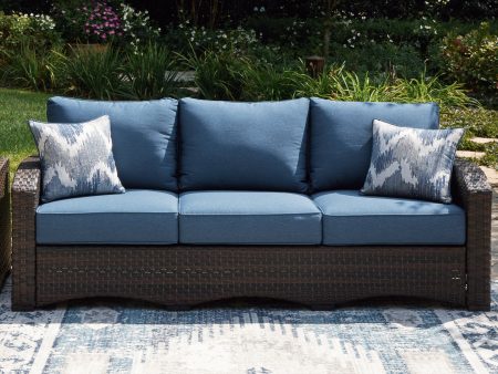 Windglow Blue Brown Outdoor Sofa with Cushion Sale