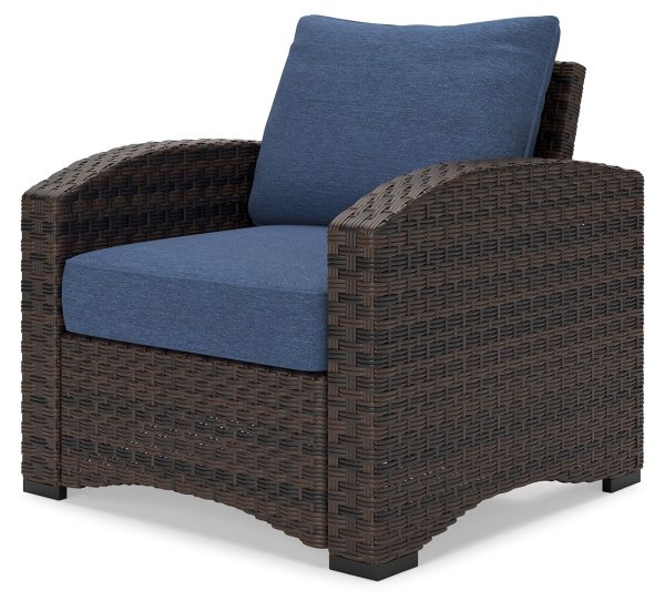 Windglow Blue Brown Outdoor Lounge Chair with Cushion on Sale