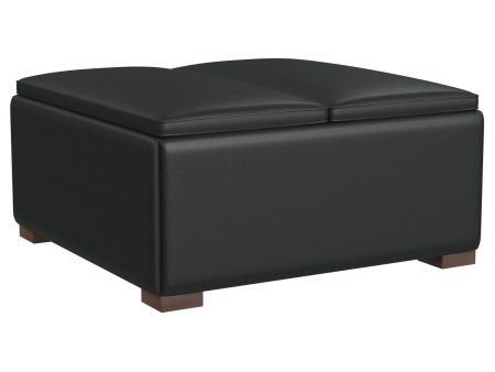 Paris Multifunctional Upholstered Storage Ottoman with Utility Tray Black Supply