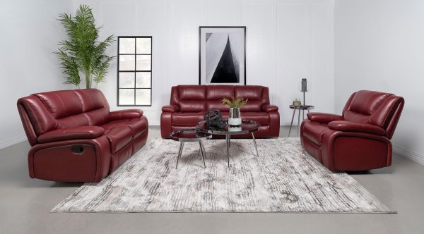 Camila 3-piece Upholstered Reclining Sofa Set Red Faux Leather Online