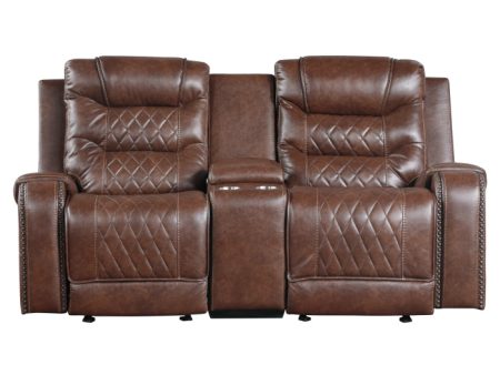 Putnam Brown Reclining Loveseat With Console Hot on Sale