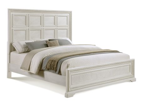 Alexandria Whitewash King Panel Bed Cheap