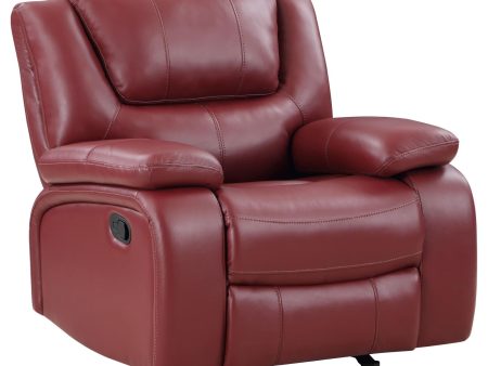 Camila Upholstered Glider Recliner Chair Red Faux Leather on Sale