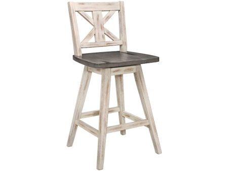 Amsonia Gray White Swivel Counter Chair, Set of 2 Online