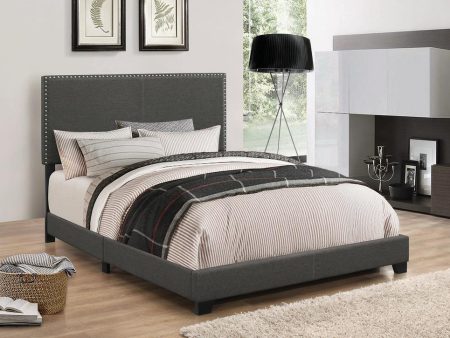 Boyd Twin Upholstered Bed with Nailhead Trim Charcoal Sale