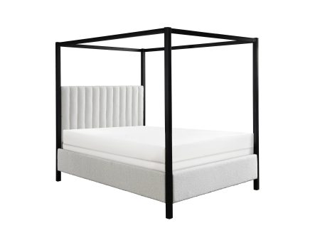 Adalyn Black White Boucle King Canopy Bed Fashion