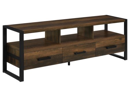 James 3-drawer Composite Wood 60  TV Stand Dark Pine For Discount