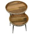 Ollie 2-piece Round Nesting Table Natural and Black Fashion