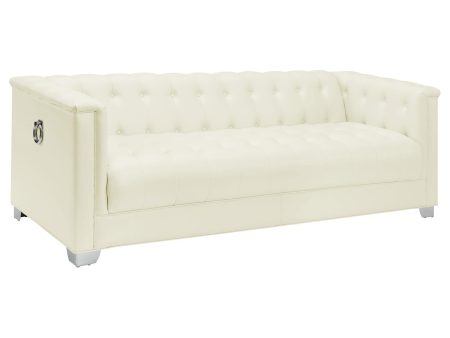 Chaviano Tufted Upholstered Sofa Pearl White Cheap