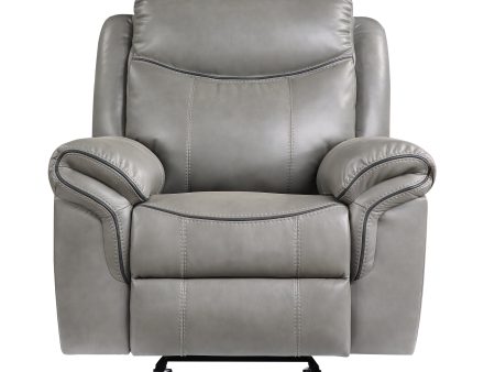 Aram Gray Faux Leather Glider Reclining Chair Hot on Sale