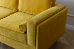 Troya Mustard Velvet Sofa With Reversible Cushions on Sale