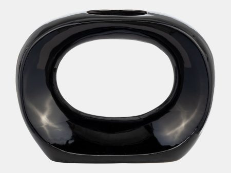 Cer, 11 h Oval Vase, Shiny Black For Sale