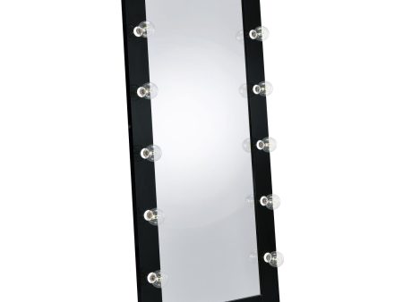 Zayan Black High Gloss Full Length Floor Mirror With Lighting Hot on Sale