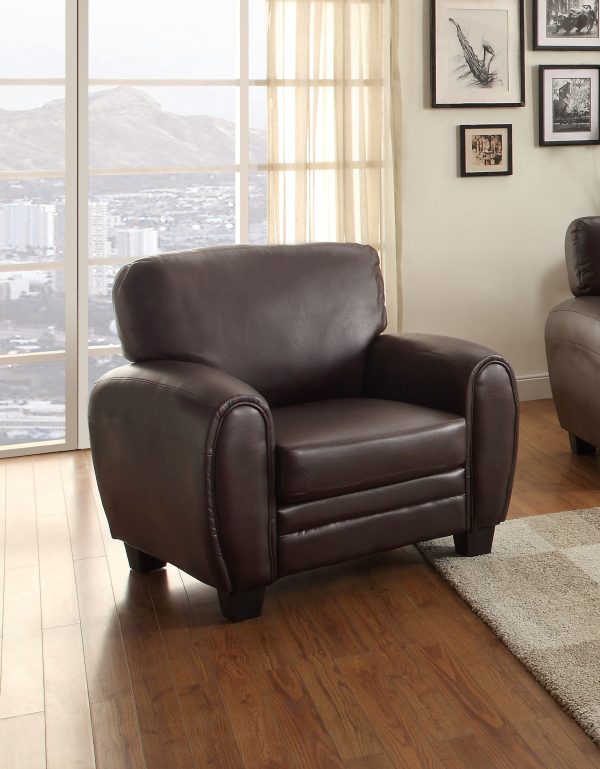 Rubin Dark Brown Faux Leather Chair Cheap