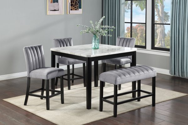 Pascal Black Gray Counter Height Dining Bench For Cheap