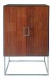 Borman 2-door Bar Cabinet Wine Storage Walnut and Black Fashion