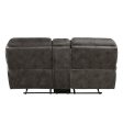 Proctor Gray Microfiber Double Reclining Loveseat with Center Console Fashion