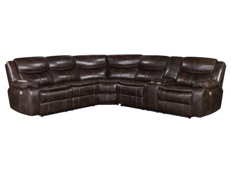 Sycamore Dark Brown Power Reclining Sectional Cheap