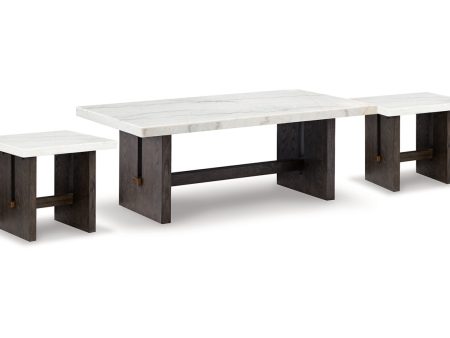 Burkhaus White Dark Brown Coffee Table and 2 Ends Hot on Sale