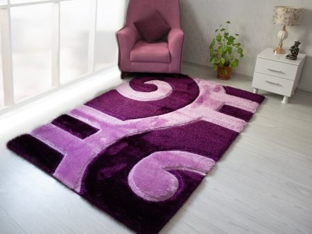 3D Shaggy Purple 5X7 Area Rug Online now