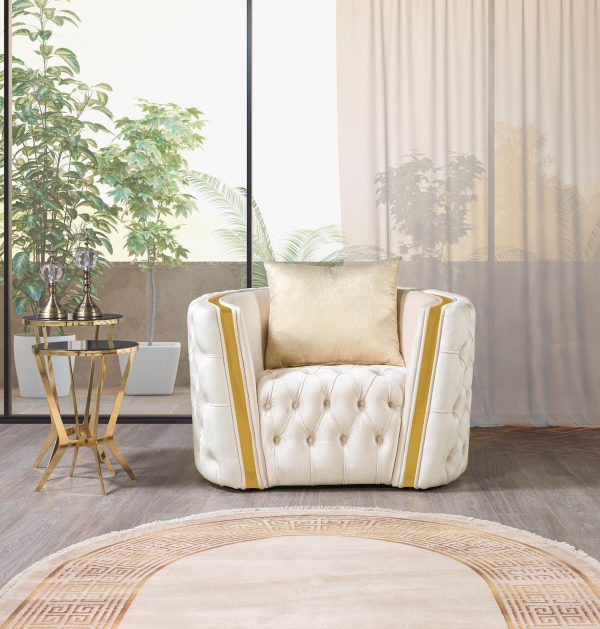 Fanci Ivory Velvet Chair Cheap