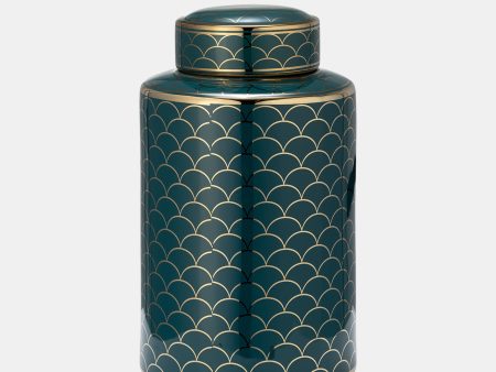 Cer, 12  Crackle Jar W  Lid, Gold Hot on Sale