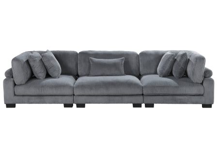 Traverse Gray Corduroy 3-Piece Sofa Online Hot Sale