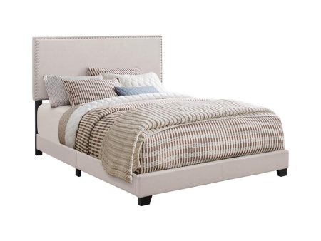 Boyd Full Upholstered Bed with Nailhead Trim Ivory For Discount