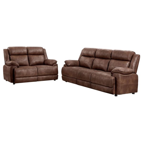 Ellington 2-piece Upholstered Padded Arm Sofa Set Dark Brown For Discount