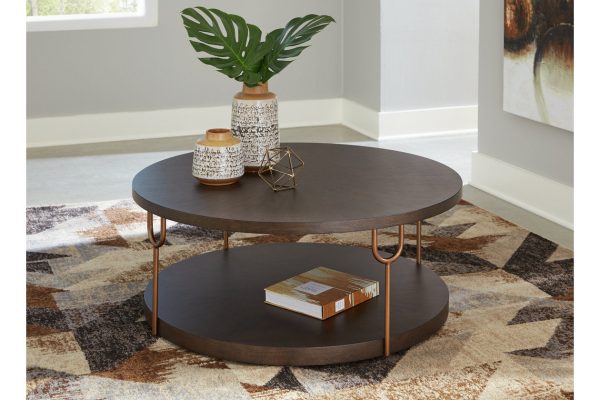 Brazburn Dark Brown Gold Finish Coffee Table and 2 End Tables Fashion