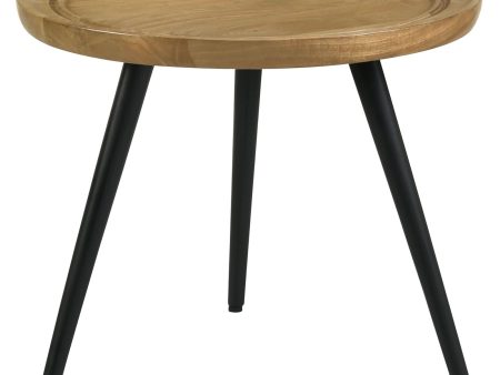 Zoe Round End Table with Trio Legs Natural Black For Discount