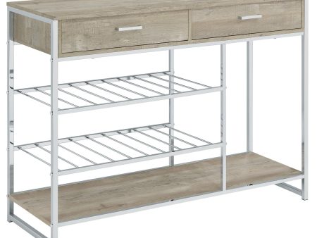 Melrose 2-shelf Wine Cabinet with 2 Drawers Gray Washed Oak and Chrome on Sale