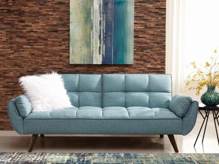 Caufield Biscuit-Tufted Sofa Bed Turquoise Blue Cheap