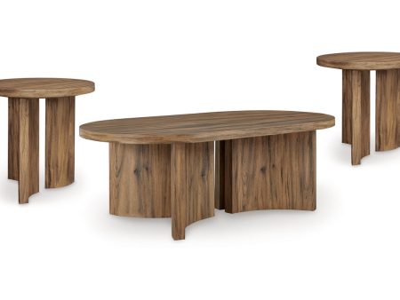 Austanny Warm Brown Coffee Table and 2 End Tables Online Hot Sale