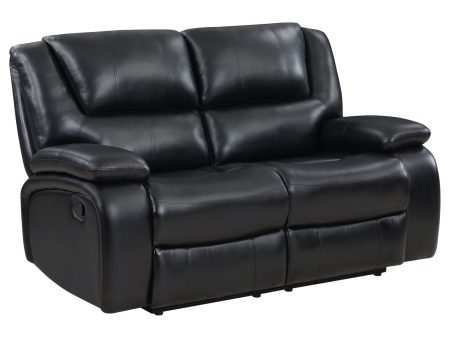 Camila Upholstered Motion Reclining Loveseat Black Discount