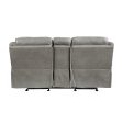 Aram Gray Faux Leather Double Glider Reclining Loveseat with Center Console, Receptacles and USB Ports For Discount