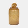 Glass, 10  Jar W  Knot Lid Amber Bubble Online Hot Sale