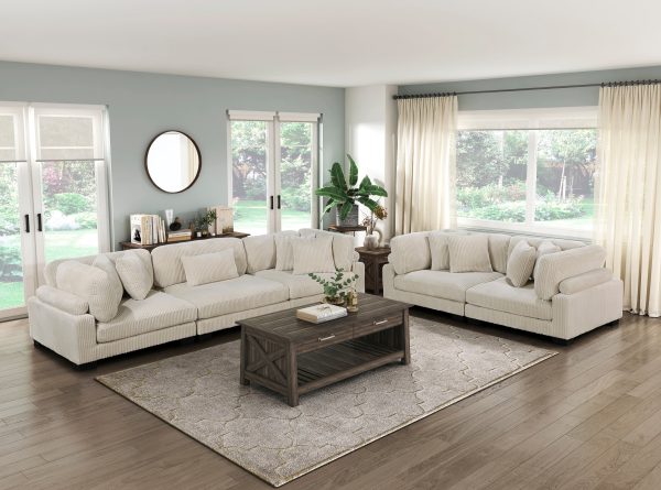 Traverse Beige Corduroy 3-Piece Sofa Online Hot Sale