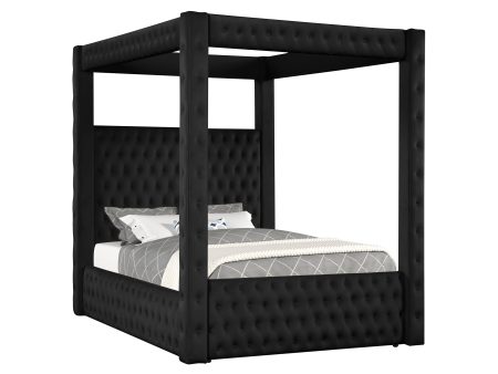 Annabelle Black Velvet King Canopy Bed For Discount