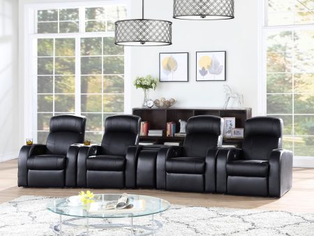 Cyrus Upholstered Recliner Living Room Set Black Fashion