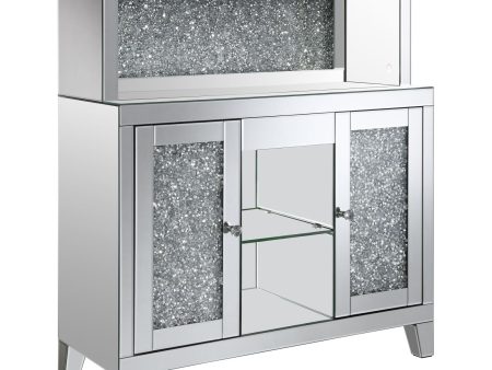 Yvaine 2-door Mirrored Wine Cabinet with Faux Crystal Inlay Silver Hot on Sale