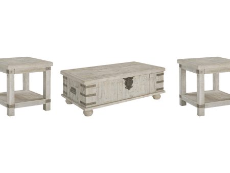 Carynhurst White Wash Gray Coffee Table and 2 End Tables Cheap