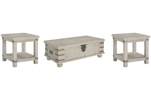 Carynhurst White Wash Gray Coffee Table and 2 End Tables Cheap