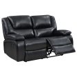 Camila Upholstered Motion Reclining Loveseat Black Discount