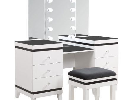 Talei 6-drawer Vanity Set with Hollywood Lighting Black and White Online now